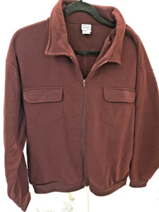 Haband Casual Joe Men's XL Burgundy Full Zip Fleece Shirt Jacket Twin Pockets - Picture 1 of 7
