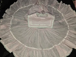 Vintage Infant/toddler Full Circle Pink Polka-dot Lace Trim Dress - Picture 1 of 13