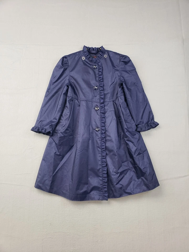 Abrigo Chaqueta Rothschild Niñas 5 Azul Volantes Abotonados Invierno Comodidad Relajado Foto 1 de 4