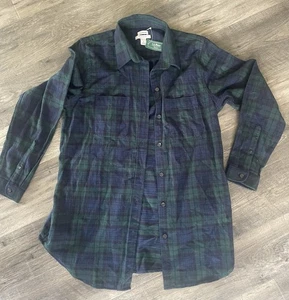 L.L. Bean Scotch kariertes Flanell Tunika Hemd Damen Gr. M Relaxed blau grün - Bild 1 von 6