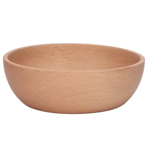 Round Wooden Bowl, Mixing Bowl Solid Bowl,Household Beech Wood Bowl for Servi... - Picture 1 of 9