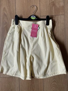 Girls School Gingham Shorts Culottes Yellow Size 12 Yrs Bnwt - Picture 1 of 3