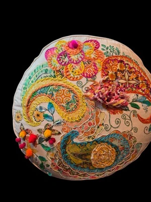 Round Decorative Pillow Muti Colored Bohemian Style From Home Goods - Image 1 of 3