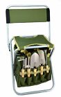 10-piece Gardening Tool Set with Zippered Detachable Tote and Folding Stool Seat