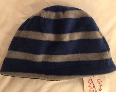 Nuevo Sombrero de lana a rayas reversible Hanna Andersson para niños azul marino y gris talla M Foto 1 de 4