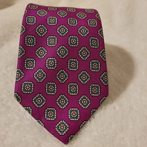 Burberry Of London Silk Tie Hot Pink Geometric 3.5x57" - Picture 1 of 7