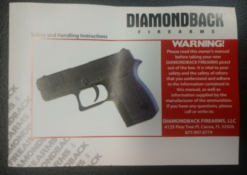 Diamond Back DB9 & DB380 9mm / .380 Instruction Owner's Manual Factory Original
