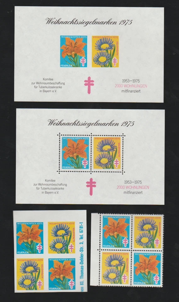 Germany Christmas seals sheet Weihnachtssiegelmarken 1975 blocks panes - Image 1 of 1