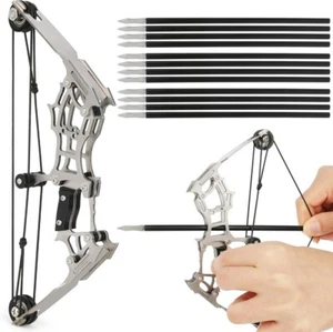 Mini Bow Set Archery Compound Bow Metal Material Right/Left Hands w/12p Arrows - Picture 1 of 7