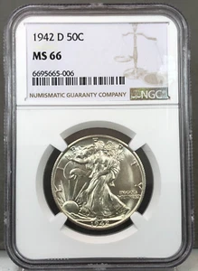 1942-S 50c Walking Liberty Half Dollar NGC MS66 ~ NGC LABEL ERROR !!! NOT DENVER - Picture 1 of 5