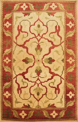 Unique Floral Patterned Area Rug 6x9 ft Hand-knotted Wool - Image 1 of 4