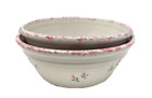 Vintage Cottagecore Stoneware Mixing Bowls Crock Pottery Hand Thrown Roses