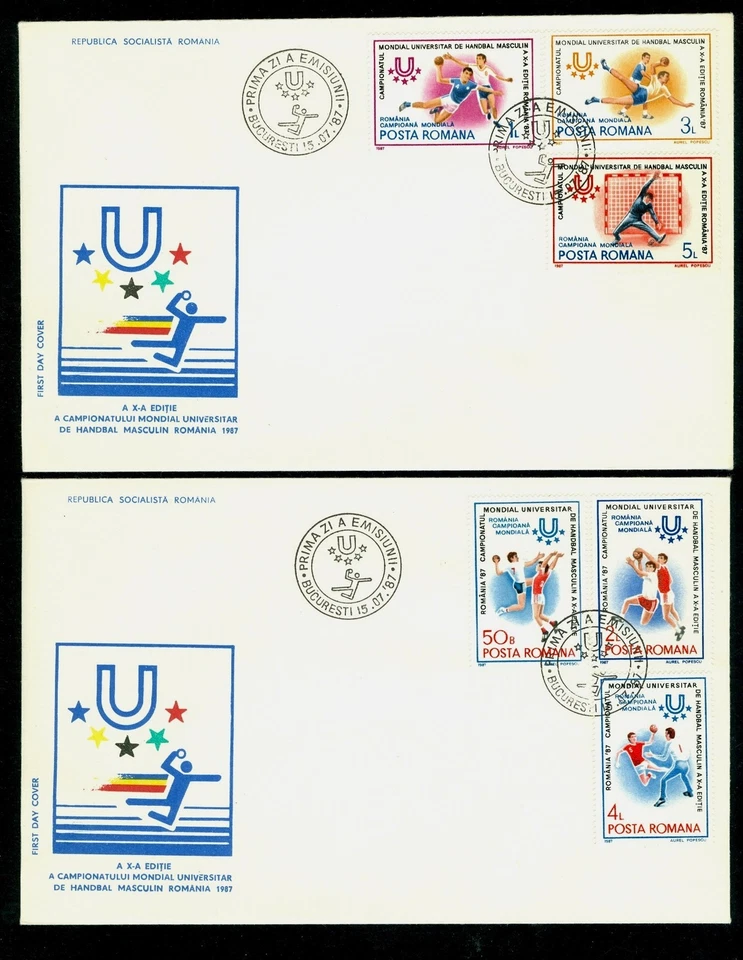 1987 Handball,Men's World Championships,Handball,Team Sport,Romania,Mi.4341,FDC - Image 1 of 1