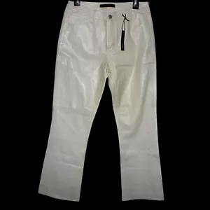 J Brand Lamb Leather Trousers Cream Womens W32 L27 Designer RRP £400+ Luxury - Picture 1 of 13