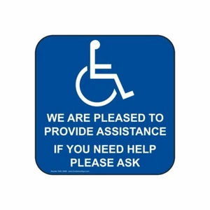 ComplianceSigns Vinyl Accessibility Label, 6 x 6 in. with English, Blue -2 - Picture 1 of 1
