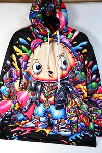 Character Cartoon Hoodie Graffiti Street Fashion Family Guy Stewie Size Medium - Picture 1 of 9