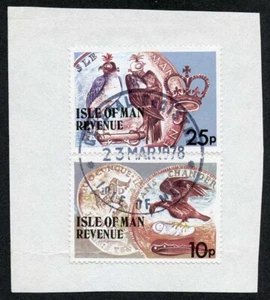 Isle of Man 10p and 25p Multicoloured QEII Pictorial Revenue CDS On Piece - Picture 1 of 1