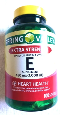 Spring Valley Vitamina E- 1000 UI Cápsulas Blandas 100ct Fuerza Extra Foto 1 de 4