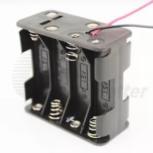 8 Slot AA Battery Holder Case Box Connector Double Sided Open with Wire 12V DIY - Picture 1 of 5