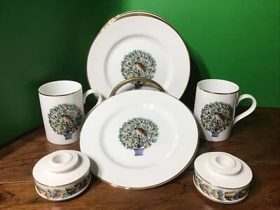 Nuevo perdiz de porcelana Avon de colección en un pero 4 platos 2 tazas 2 portavelas Foto 1 de 4