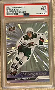 Brock Faber OUTBURST Young Guns - PSA 9 2021-22 Upper Deck #215 RC - Picture 1 of 2