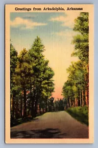 Postcard Vintage Greetings From Arkadelphia Arkansas Nature Road Outdoors - Picture 1 of 2