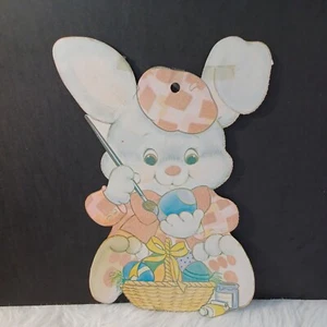De colección troquelado Happy Bunny pintura huevos decoración de Pascua cartón flocado - Imagen 1 de 12