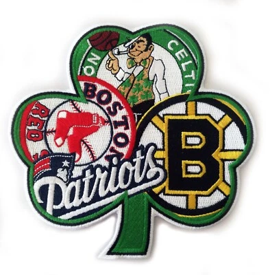 ☘️4" BOSTON CELTICS/BRUINS/RED SOX/NEW ENGLAND PATRIOTS Shamrock Iron-on PATCH!