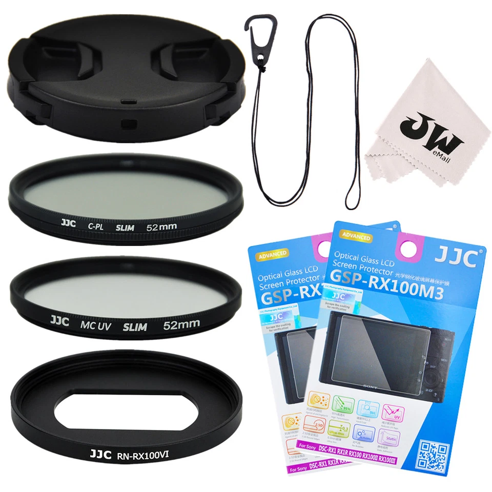 8in1 Kit Lens Cap（with keeper）+Filter Adapter+52mm Filters for Sony RX100 VI - Image 1 of 4