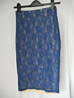 Blue Lace Skirt Stretchy River Island Size 6 Pencil Knee Length Classic Party