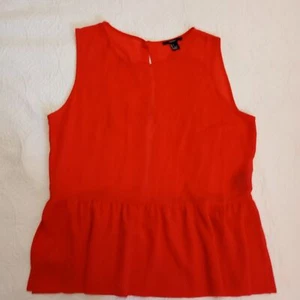 FOREVER 21 Lightweight Orange Sleeveless Blouse Size L With Buttons At The Back. - Picture 1 of 10