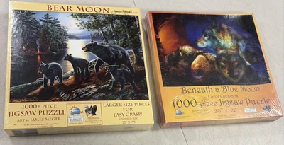 2 Rompecabezas SunsOut Oso Luna y Bajo Una Luna Azul 1000 Piezas Nuevo Precintado Foto 1 de 4