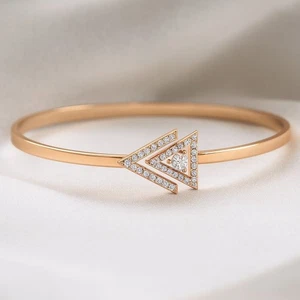 Lab Grown Diamond Arrow Bracelet 14K Solid Gold – April Birthstone # 1011 - Picture 1 of 22