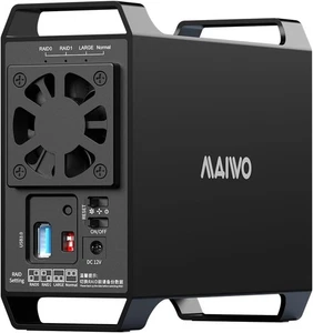 Dual Bay Raid Enclosure for 3.5" SATA HDD,2 Bay Hard Drive Enclosure with Coolin - Picture 1 of 8