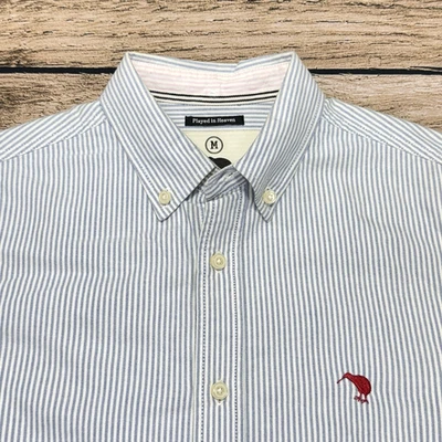 Canterbury Of New Zealand Shirt Mens M Blue Striped Oxford Played In Heaven - Image 1 of 4