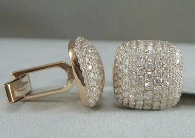 Gemelos de boda de diamantes creados en laboratorio de corte redondo de 3 quilates enchapados en oro rosa de 14 quilates Foto 1 de 4