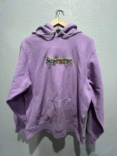 Supreme Felpa con Cappuccio 18SS Logo Gonz con Cappuccio Grande Cotone Viola Polsino Manica Collo