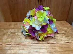 Furuilu Floral Swim Cap – Retro Flower Swim Hat – Yellow Multicolor 6” Tall - Picture 1 of 4