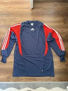 Vintage Adidas Climalite Blue Red Padded Goalkeeper Long Sleeve Shirt Top - S - Picture 1 of 9