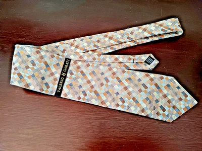 Corbata Valerio Garati Patrón Geométrico Tono Tierra Colores Hombres Seda Corbata Cuello Corbata Foto 1 de 4