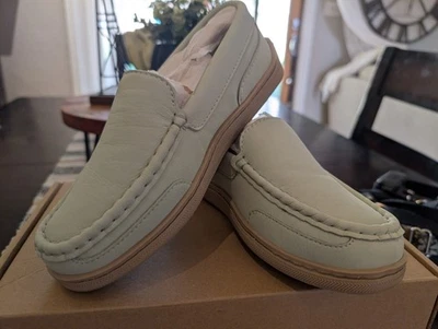 Zapatilla mocasín de cuero My Slipper para mujer 6 verde menta sin cordones espuma My Pillow Foto 1 de 4