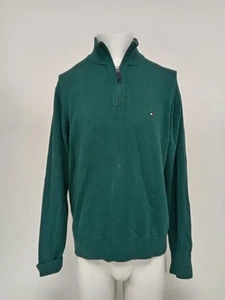 Tommy Hilfiger Herren UK XL Grün Strick Baumwolle Pullover Freizeitpullover Pre-Loved - Bild 1 von 8