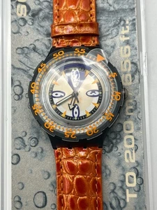 Uhr SWATCH Scuba STARFLASH (SDM103)-NEU/NOS-Orange-Leder-SUPER RABATT %%% - Bild 1 von 4