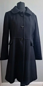 Toast Virgin Wool Coat Black Size 12 Pockets Classic Overcoat  - Picture 1 of 11