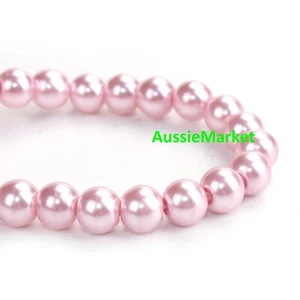 50 x loose glass beads light pink imitation pearl spacer 8mm ladies jewellery - Picture 1 of 2