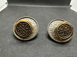 Vintage Art Deco Style Solid Brass Drawer Door Pull Cabinet Knob Set Of 2 - Picture 1 of 10