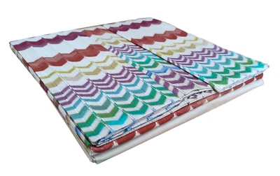Completo lenzuola matrimoniale raso di cotone 100% Missoni Yul set letto 2 posti - Immagine 1 di 4