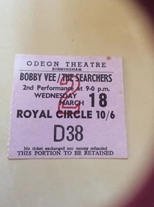 Bobby Vee / The Searchers / Ticket, Odeon Theatre Birmingham - Picture 1 of 2