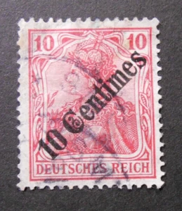 GERMANIA,GERMANY, KOLONIEN ,1908 Turkei "F Germania SVR" 10c su 10pf USED Mi.49 - Imagen 1 de 1