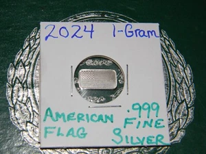1 Gram Silver Bar - AMERICAN FLAG .999 Fine Silver!! HIGH QUALITY!! - Picture 1 of 6